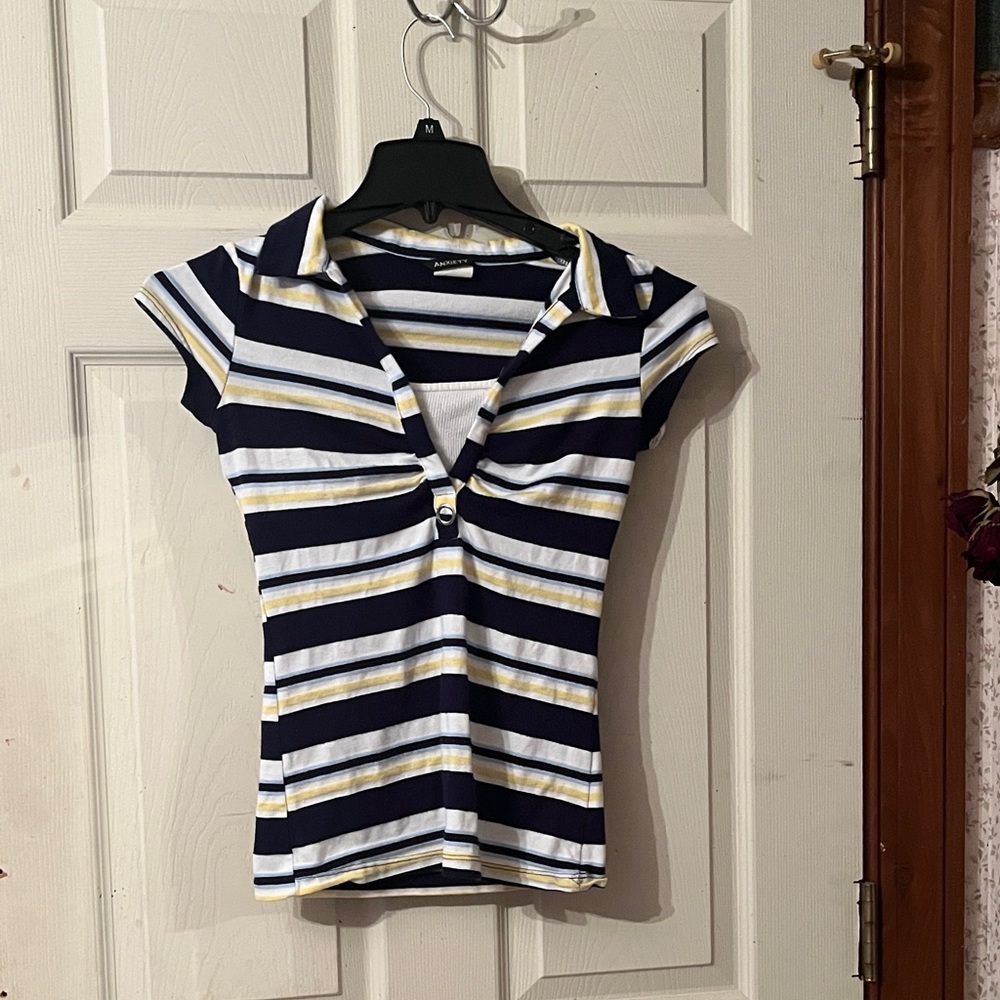 Y2K Anxiety Stylish Striped Open Button Shirt